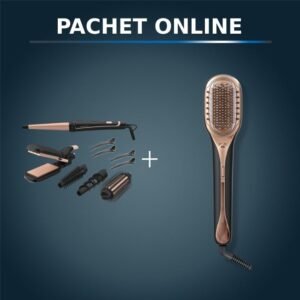 Pachet PROMO Perie reparatoare cu abur Rowenta Hair Therapist™ CF9940F0 si Aparatul de coafat Rowenta Infinite Looks 14 în 1 CF4231F0