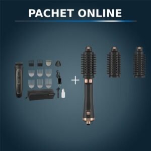 Pachet PROMO Peria rotativă cu aer cald Rowenta Ultimate Experience CF9620F0 si Aparat de tuns multifunctional Rowenta x Karl Lagerfeld Trim & Style