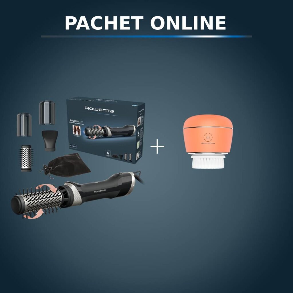 Pachet PROMO Perie rotativa cu aer cald Rowenta Brush Activ UB9530F0 & Perie electrica de curatare faciala Rowenta My Beauty Routine Anti-Blemish LV40