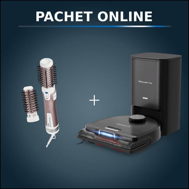 Pachet PROMO Aspirator robot Rowenta X-Plorer Serie 240+ RR9695WH si Perie rotativa Rowenta Brush Activ’ Premium Care CF9540