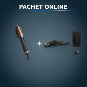 Pachet PROMO Uscător de păr și perie cu aer cald Rowenta Reverso 2 în 1 CF9840F0 & Uscător de păr Rowenta Ultimate Experience Air Motion CF8C20E