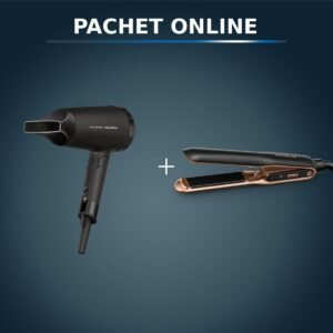 Pachet PROMO Uscator de par ROWENTA x Karl Lagerfeld Express Style CV184LF0 si Placa de indreptat parul Rowenta Ultimate Experience SF8120F0
