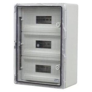 Cutie modulara din ABS gri PP3116, usa transparenta, 3 x 15 module, 350x500x190 mm, IP65
