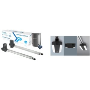 Pachet kit automatizare porti batante Powertech PW200 si kit automatizare usa de garaj PG200, aplicatie mobila
