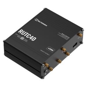 Router 4G LTE industrial Teltonika Edge RUTC40, WiFi 6 Dual Band, 2.4GHz / 5GHz, Cat 4, 2x SIM, 1x eSIM, 5x porturi Ethernet Gigabit 10/100/1000 Mbps, Docker, GNSS, I/O, PoE pasiv, management de la distanta