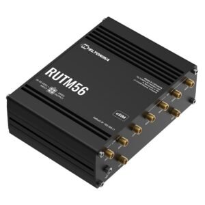 Router industrial 5G + 4G LTE Cat 4 Teltonika Dual Modem RUTM56, WiFi 5 Dual Band, dual SIM, eSIM ,IoT, 5x porturi Ethernet Gigabit 10/100/1000 Mbps, PoE pasiv, GNSS, failover, management de la distanta, plug and play