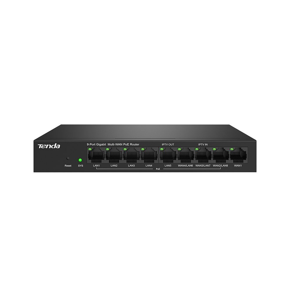 Router PoE Gigabit Tenda G0-8G-POE, 9 porturi, 8 porturi PoE, 940 Mbps, buget 95 W, cu management