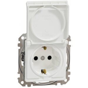 Priza 2P+E cu obturatoare si capac Schneider Sedna Design SDD111023, alb