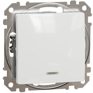 Intrerupator simplu cu indicator luminos Schneider, SDD111101L, Sedna Design, alb