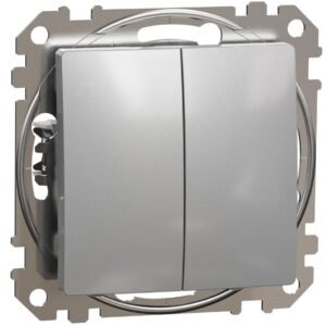 Intrerupator dublu cap scara, Schneider, SDD113108, Sedna Design, aluminiu