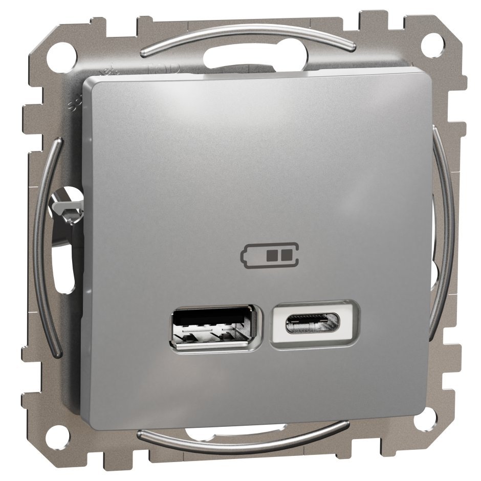 Priza incarcare USB A+C, 2.4A Schneider Sedna Design SDD113402, aluminiu