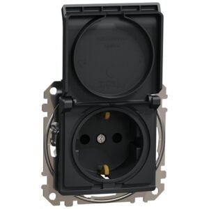 Priza 2P+E cu obturatoare si capac,fara surub Sedna Design SDD114024, antracit
