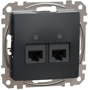 Priza dubla RJ45 Cat5E UTP, Schneider, SDD114452, Sedna Design, antracit
