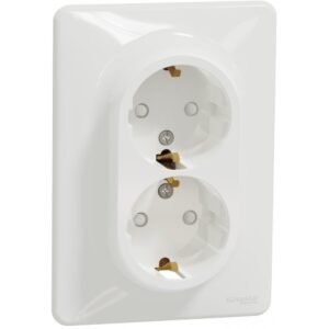 Priza dubla 2P+E cu obturatoare Schneider Sedna Design SDD311221, alb