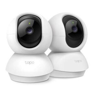 Set camera supraveghere wireless WiFi PT TP-Link TAPO C200P2, 2 MP, 4 mm, IR 9 m, microfon si difuzor, slot card, detectie miscare/plansete, alarma sonora si luminoasa, 360 grade, control vocal