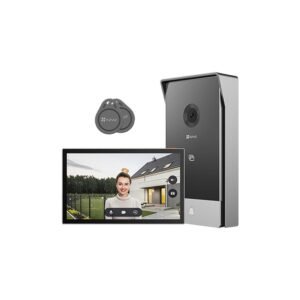 Kit videointerfon smart WiFi dual band cu sonerie EZVIZ CS-HP5-2MP, 2 MP, 2.0 mm, RFID, IR 6 m, 2.4-5 GHz, 7 inch, aplicatie mobila,  montaj 2 sau 4 fire, slot card