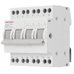 Comutator de transfer manual, 4P 63A Sinotimer SF219G separator de comutare, centru off, montaj pe sina DIN Sinotimer SF219G-63A-4P