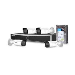 Sistem supraveghere IP exterior basic Hikvision 4EXTIR60-4MP-V2-HDD, 4 camere, 4 MP, IR 60 m, 2.8 mm, PoE, HDD 1 TB