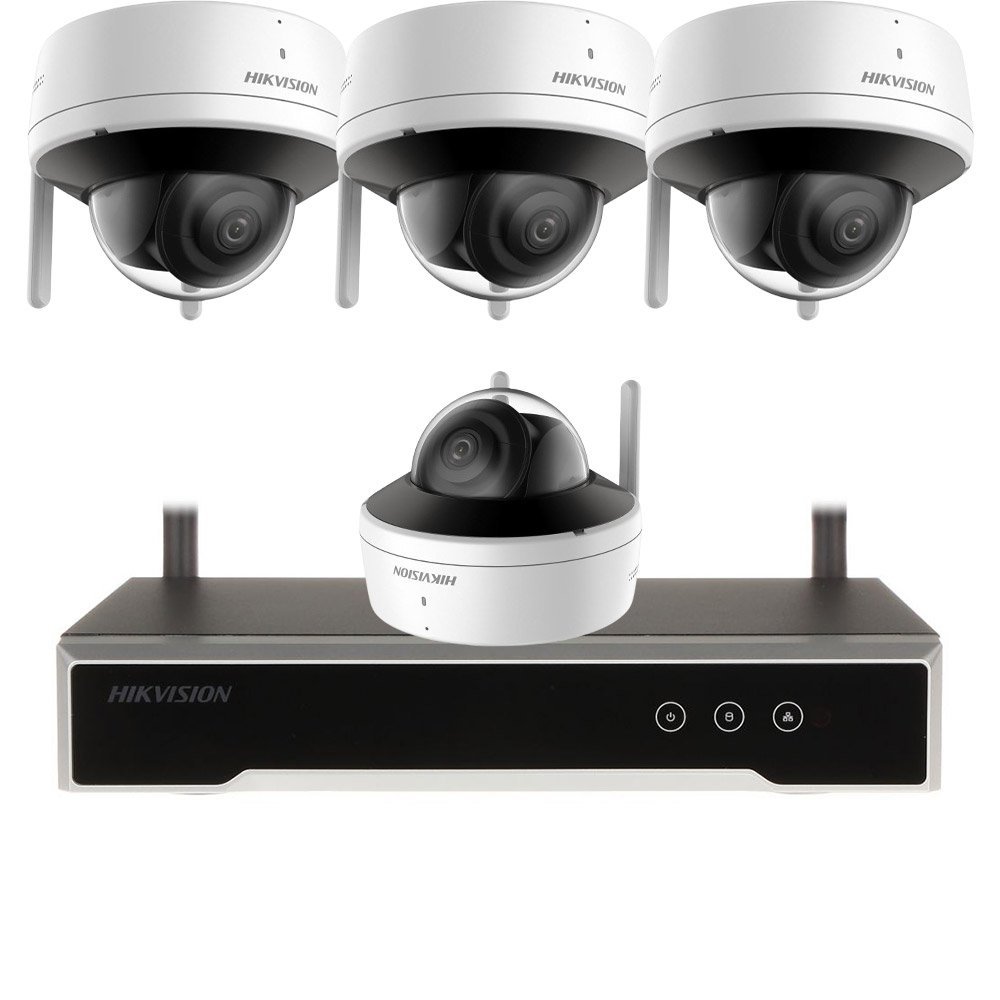 Sistem supraveghere exterior IP WiFi Hikvison KIT-HK-WF-4INT2MP30IR-A, 2 MP, 2.8 mm, IR 30 m, slot card, microfon si difuzor