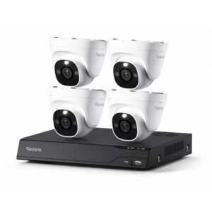 Sistem supraveghere IP Dome Reolink NVS8-8MD4, 4 camere, 8 MP, IR 30 m, 4 mm, microfon, detectie om/vehicul/animal, PoE, HDD 2 TB inclus