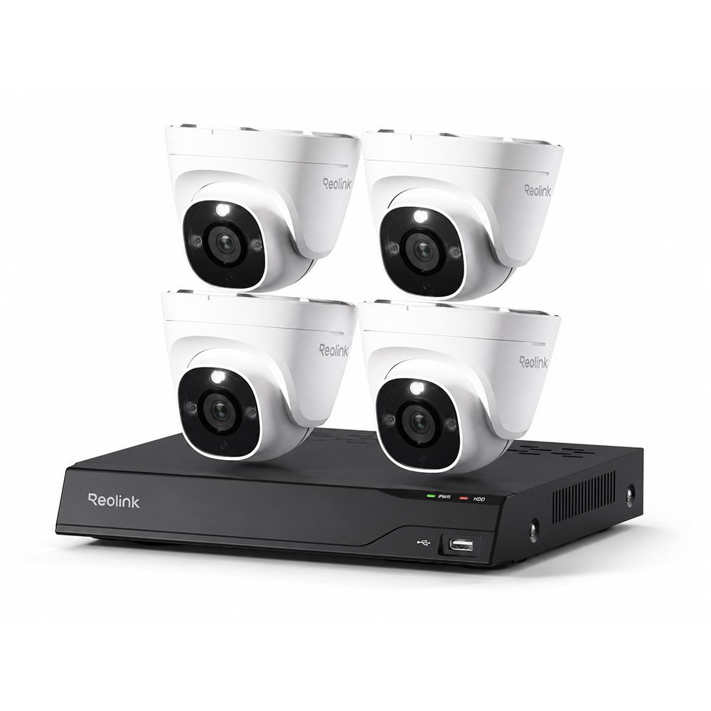Sistem supraveghere IP Dome Reolink NVS8-8MD4, 4 camere, 8 MP, IR 30 m, 4 mm, microfon, detectie om/vehicul/animal, PoE, HDD 2 TB inclus