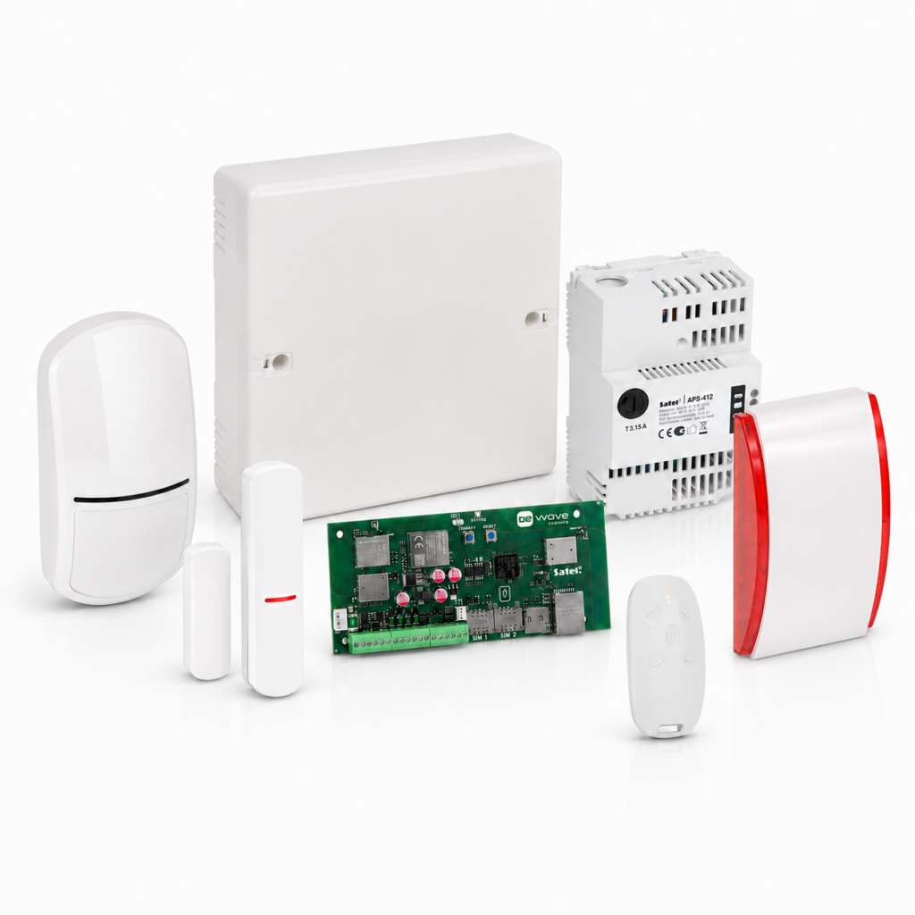 Sistem alarma antiefractie hibrid 4G Satel Be Wave Hybrid, sursa alimentare 12 V, 128 dispozitive, Ethernet, WiFi, 2.4/5 GHz, dual sim, 868 MHz, tamper, detectie miscare, senzor geam/usa, slot card, sirena de interior, notificari pe telefon