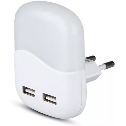 Lampa veghe patrata cu senzor lumina 4000K + 2 USB V-TAC SKU-508