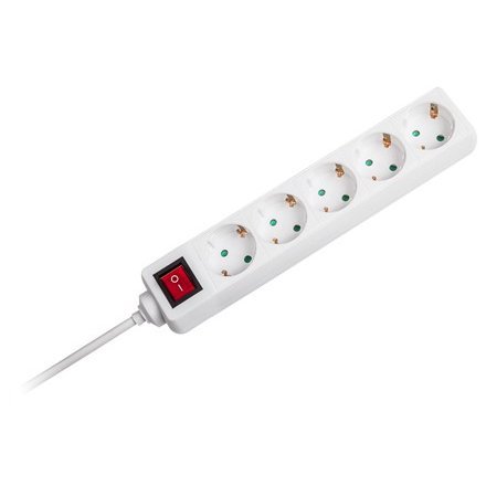 Prelungitor 5 cai cu intrerupator 5M( 3G1.5MM2) alb V-TAC SKU-8767
