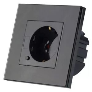 Priza smart simpla 16A cu rama din sticla , negru V-TAC SKU-8797