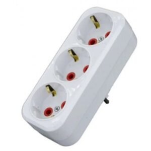 Stecher triplu Schuko Starke ST01408, 16A 2P+E 3 prize alb