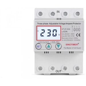 Releu TRIFAZIC siguranta digitala de protectie tensiune, Sinotimer, 380V, 1-63A, STVP-936-63A, recuperare automata