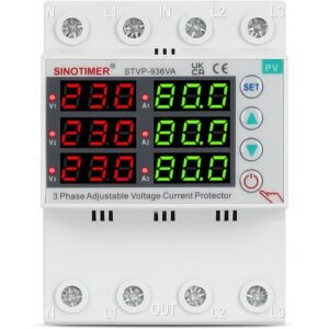 Releu trifazic SINOTIMER, siguranta digitala de protectie tensiune trifazic, 1- 80A, recuperare automata, STVP936VA-80A