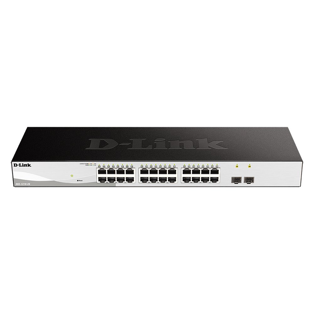 Switch cu 24 porturi Gigabit D-Link DGS-1210-26, 2 porturi SFP, cu management