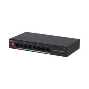 Switch cu 8 porturi Gigabit Dahua PFS3008-8GT-60-V2, 4 porturi PoE, RJ45 10/100/1000Mbps, 8K MAC, 20 Gbps, PoE watchdog, buget 60W, fara management
