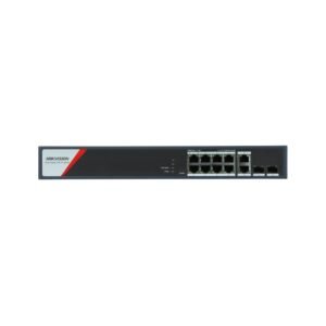 Switch PoE Hikvision DS-3E1512HP-SI-8P2T2F, 8 porturi Gigabit PoE, 2 RJ45, 2 SFP, Hi-PoE 90W, buget 130W, cu management