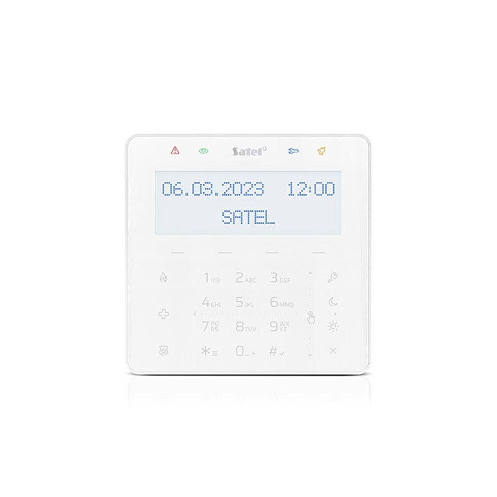 Tastatura tactila Satel Integra INT-KSG2R-W, 2 zone, Macro, Mifare, alba