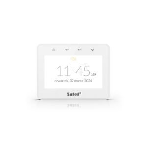 Tastatura touch screen Satel Integra INT-TSG2R-W, 4.3 inch, functii MACRO, Mifare 13.56 MHz, slot card, alb