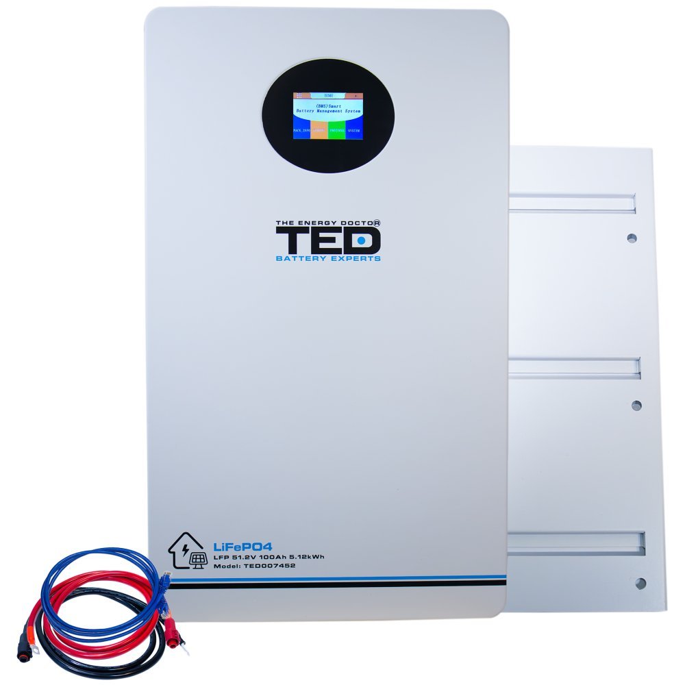 Acumulator Lithium LiFePo4 48V 100Ah, Smart BMS & Bluetooth, plugin, 5120Wh, TED Electric TED007452