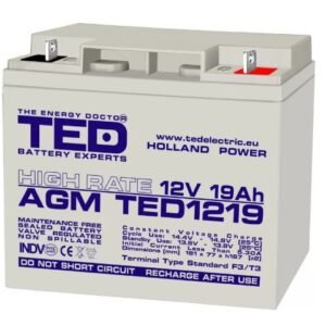 Acumulator AGM VRLA High Rate TED1219, 12V, 19Ah, F3