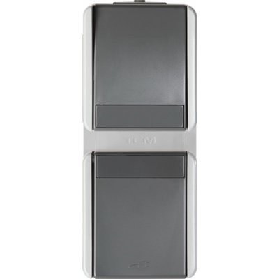 Priza Sch+CapSc vert IP44 gri, TEM Modul TEM-CF17GY-U