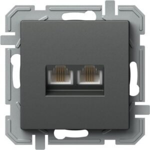 Logiq Priza Dubla Telefon 1P KS RJ11 Antracit, TEM Modul TEM-KQ38ATXO-U