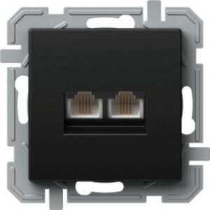 PRIZA DATE TEL KS DUBLA, 2X RJ11 6/4 NEGRU, TEM Modul TEM-KQ38BKXO-U