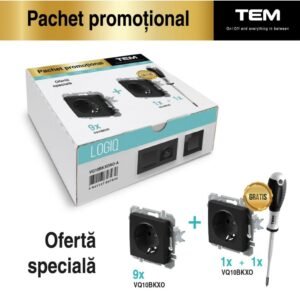 TEM Logiq Flat – Pachet promo cu 9+1 prize simple si surubelnita negru CADOU TEM-VQ10BKXORO-A
