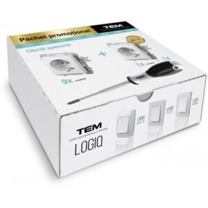 Pachet promotional Logiq Flat priza simpla 9+1 cu surubelnita cadou TEM-VQ10PWXORO-A