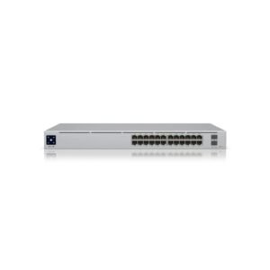 Switch Gigabit rackabil Ubiquiti UniFi USW-Pro-24-PoE, 24 porturi Gigabit PoE+/PoE++, 2 porturi 10G SFP+, 88 Gbps, 400 W, Layer 3, 1U, cu management
