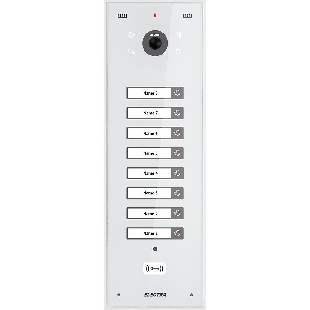 Videointerfon de exterior Electra VPU.08S03.ELWTL, 8 familii, 800 LTV, RFID, aparent, alb