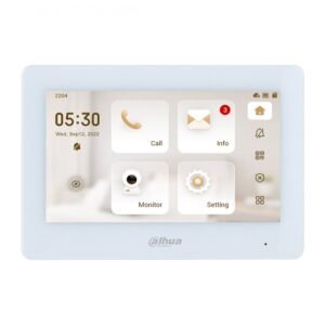 Videointerfon de interior IP WiFi Dahua VTH5421HW-W, ecran 7 inch, 2.4GHz, touchscreen, slot card, difuzor, aparent, 6 intrari alarma, PoE, alb