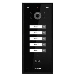 Videointerfon de exterior Electra VPH.05S03.ELBTL, 5 familii, montaj aparent, 4 fire, RFID, negru